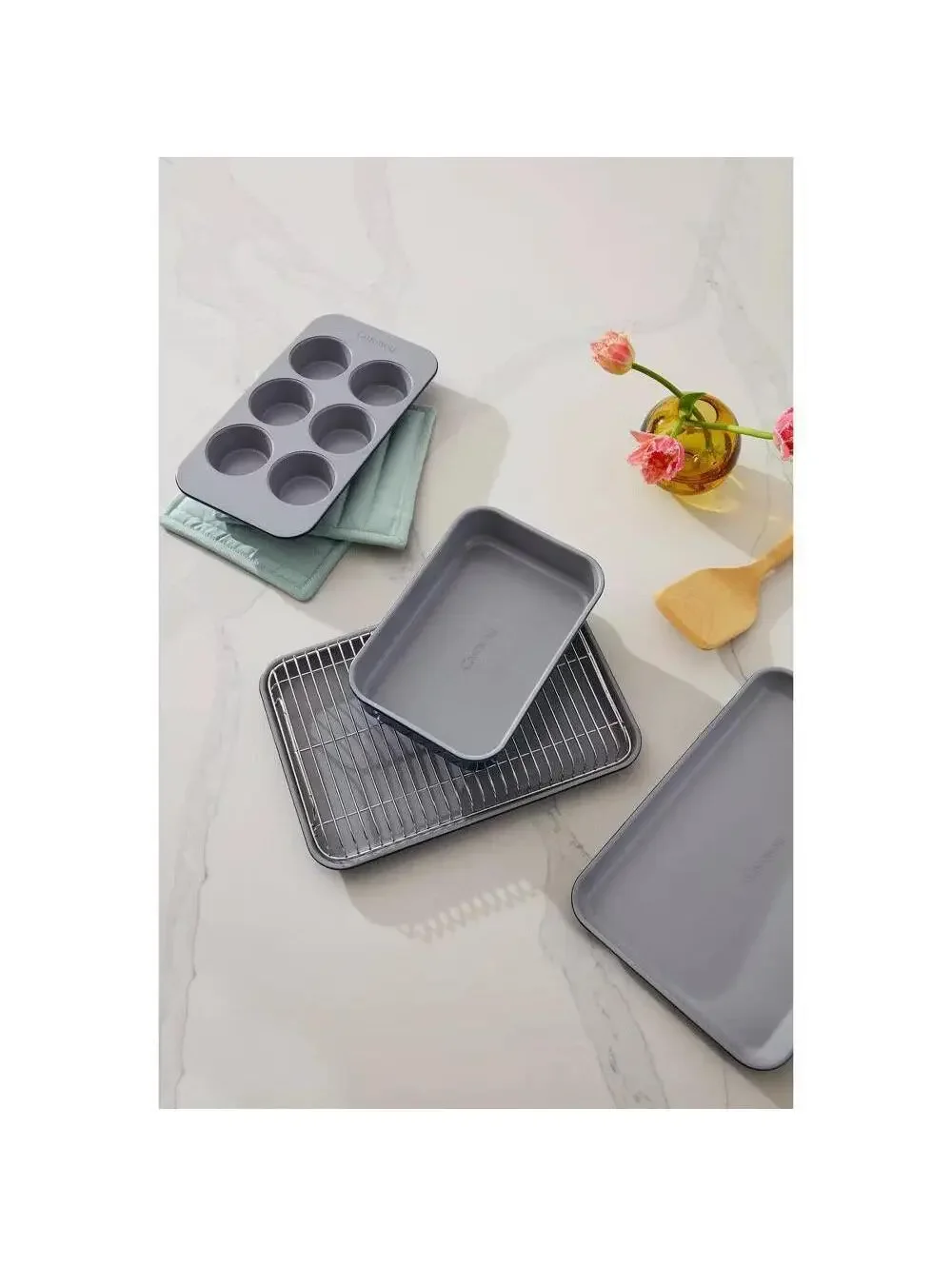 Caraway BW-MINS-102 5-Piece Nonstick Bakeware Set Organizer Slate Blue